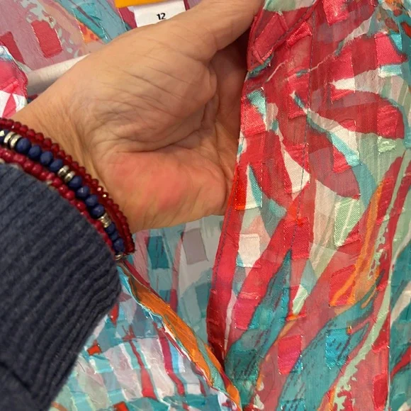 Ruby Rd. Colorful Button Blouse Spring Easter Abstract - Picture 3 of 9